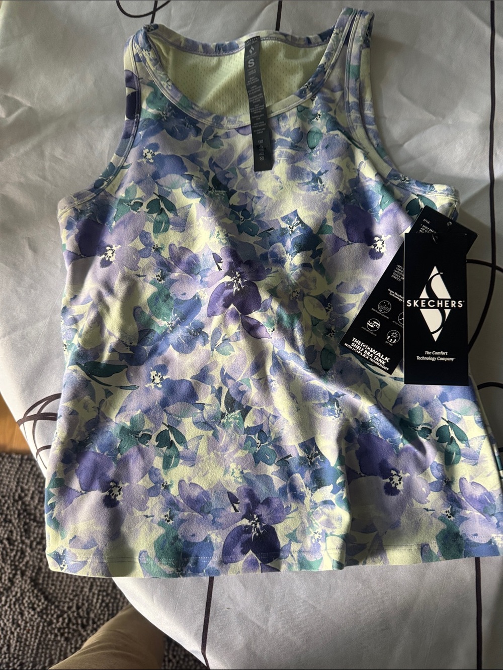 Skechers Lavender, Mint & Teal Floral Go Walk Shelf Bra Performance Tank Small